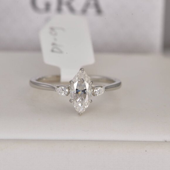 1.2 ct Moissanite Marquise Engagement Ring - Picture 4 of 8